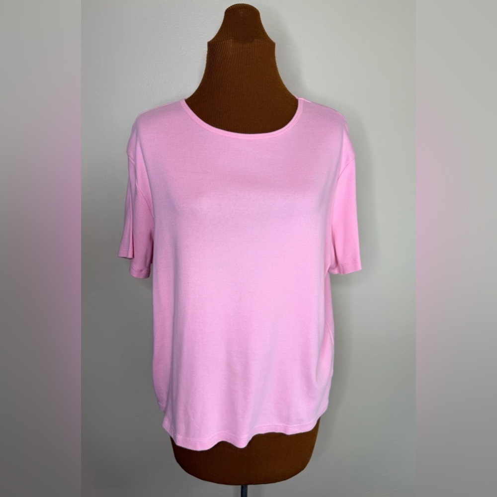 Hannah Light Pink Crew Neck Short Sleeve Tee Size Large